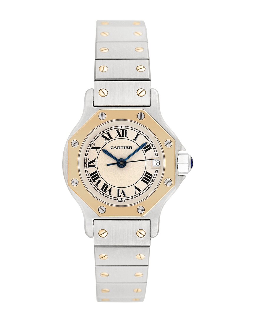 Cartier Women's Santos Octagon Watch, Circa 2000's (authentic Pre-loved) In Metallic