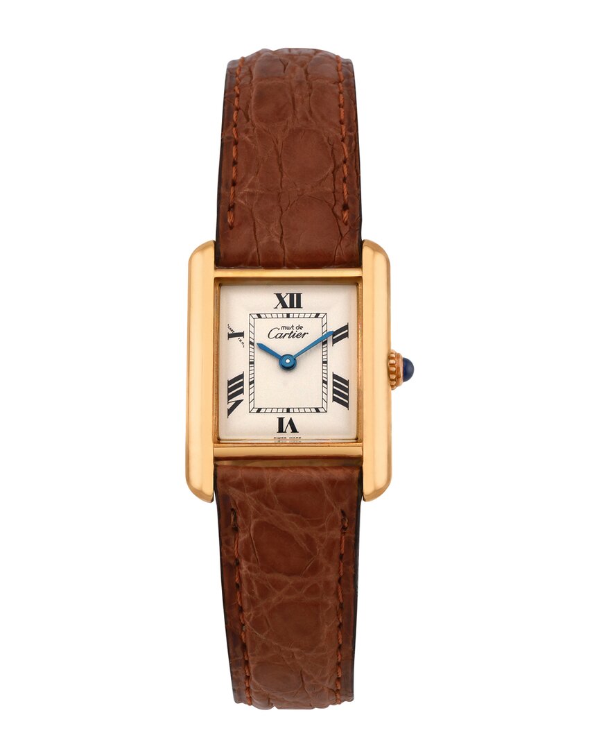 Cartier Women's Must De Tank Watch, Circa 1990's (authentic Pre-loved) In Brown