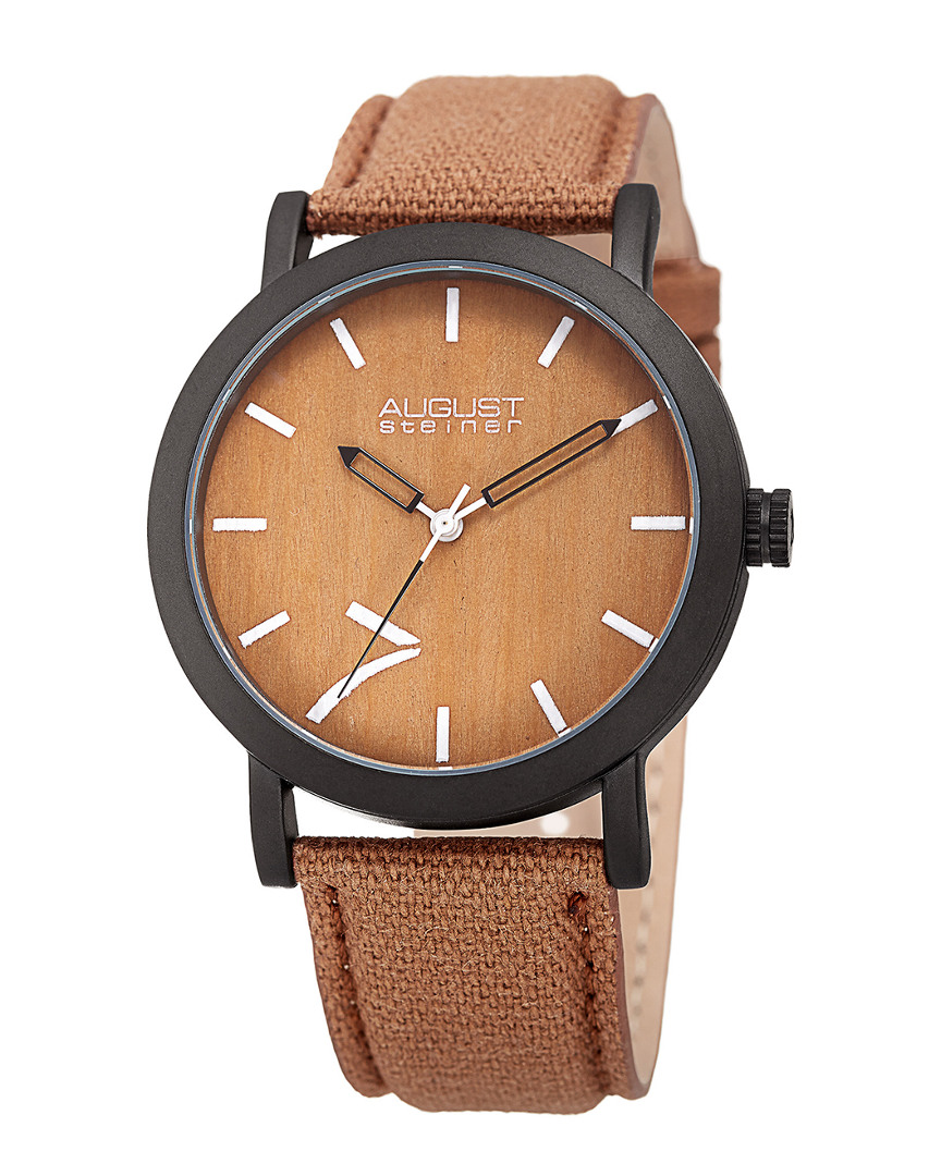 August Steiner Men's Canvas Over Leather Watch