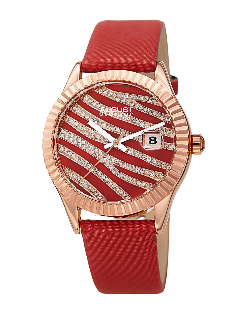 August Steiner Women's Satin Over Leather Watch
