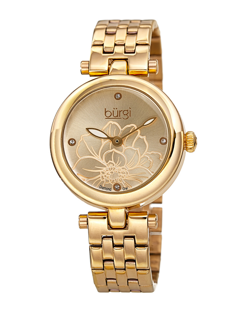 Burgi Women's Stainless Steel Diamond Watch