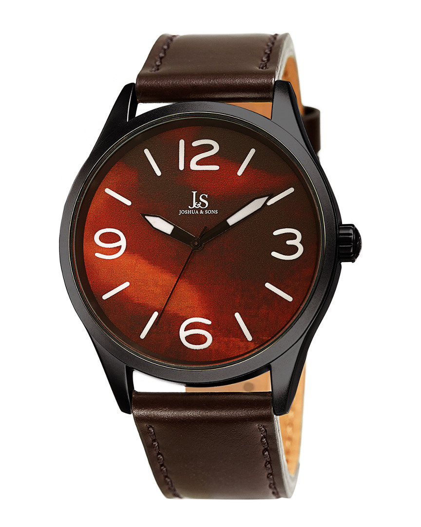 Joshua And Sons Joshua & Sons Men's Genuine Leather Watch In Brown
