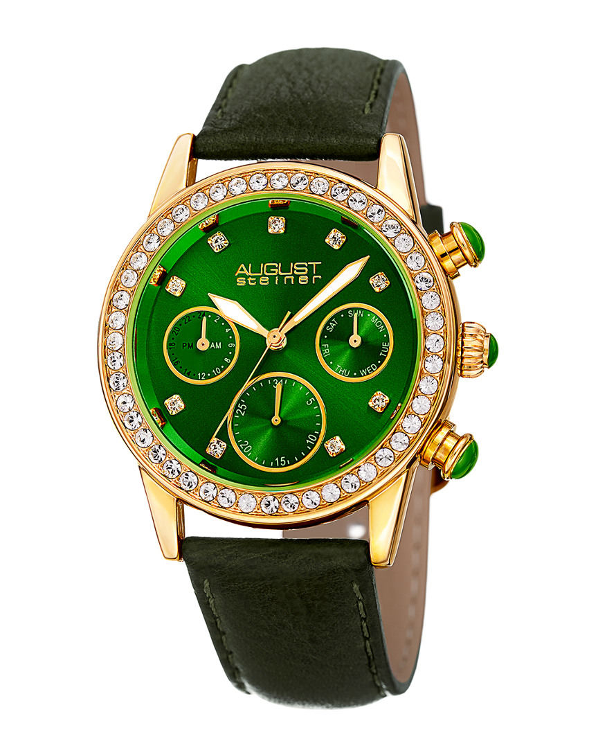 August Steiner Women's Leather Watch In Green