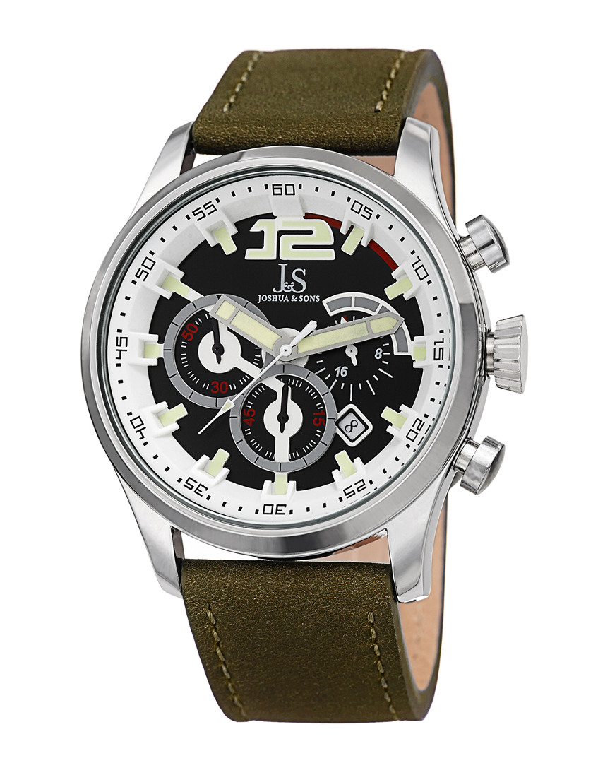 Joshua And Sons Joshua & Sons Men's Leather Watch In Metallic