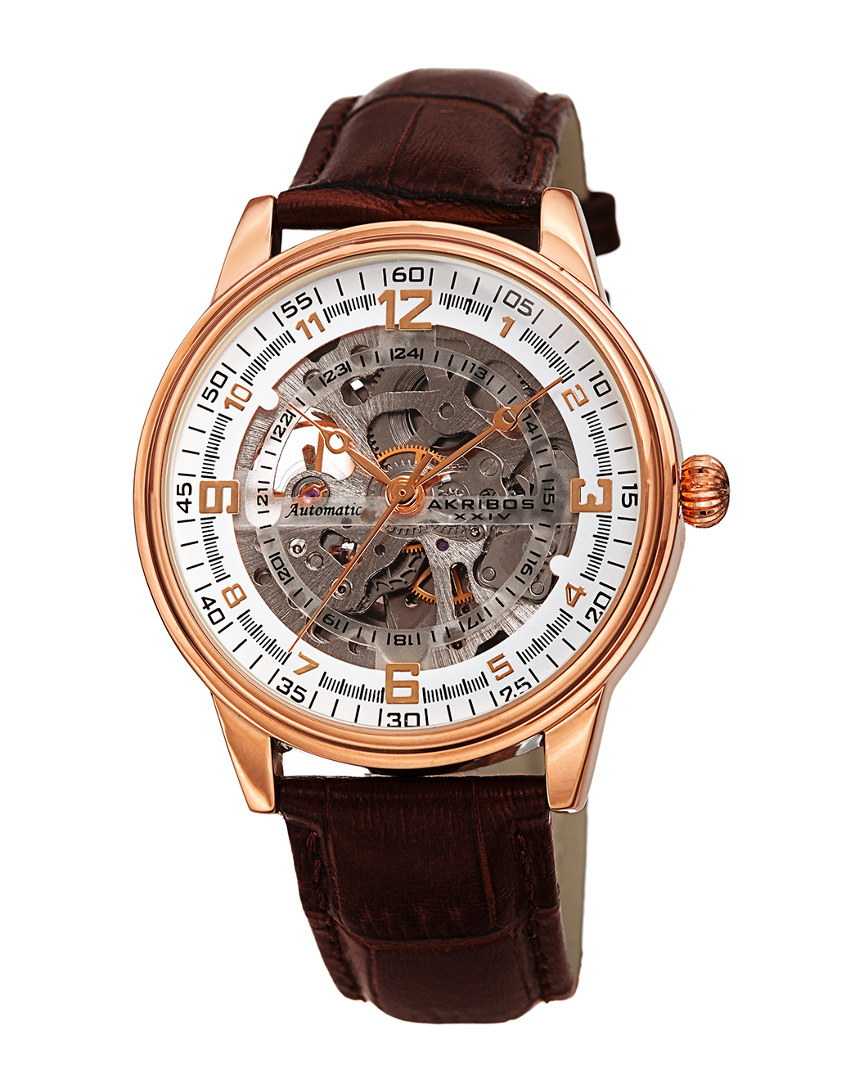Akribos Xxiv Men's Genuine Leather Watch