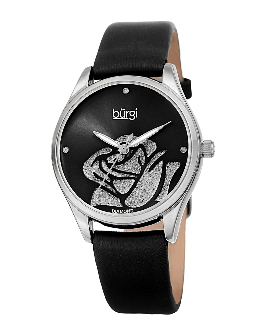 Burgi Women's Satin Over Leather Watch