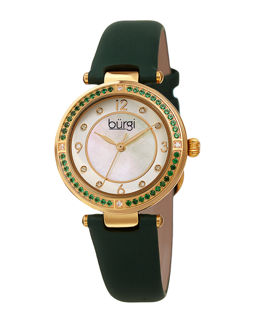 Burgi Women's Satin Over Leather Watch