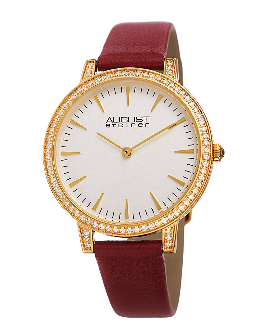 August Steiner Women's Leather Watch In Gold
