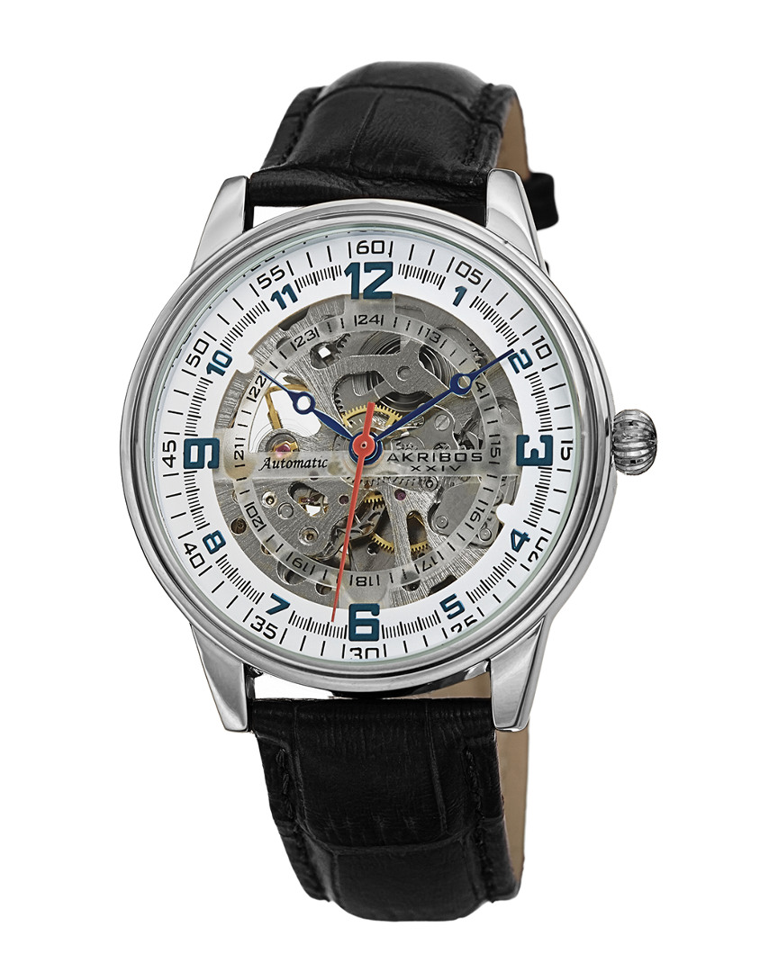 Akribos Xxiv Men's Genuine Leather Watch