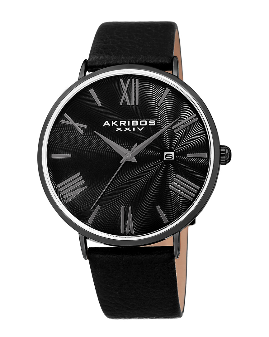Akribos Xxiv Men's Leather Watch