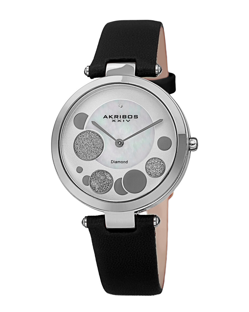 Akribos Xxiv Women's Genuine Leather Diamond Watch