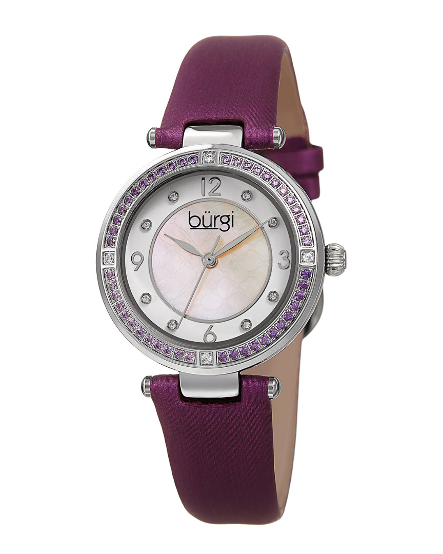 Burgi Women's Satin Over Leather Watch