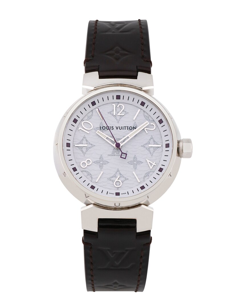 Pre-owned Louis Vuitton Women's Tambour Mm Monogram Watch