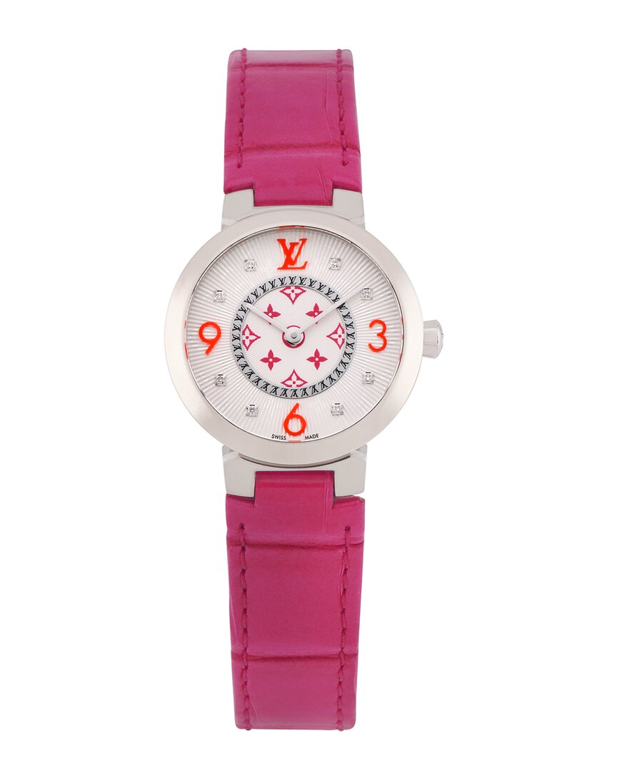 Pre-owned Louis Vuitton Women's Tambour Slim Mm Diamond Watch