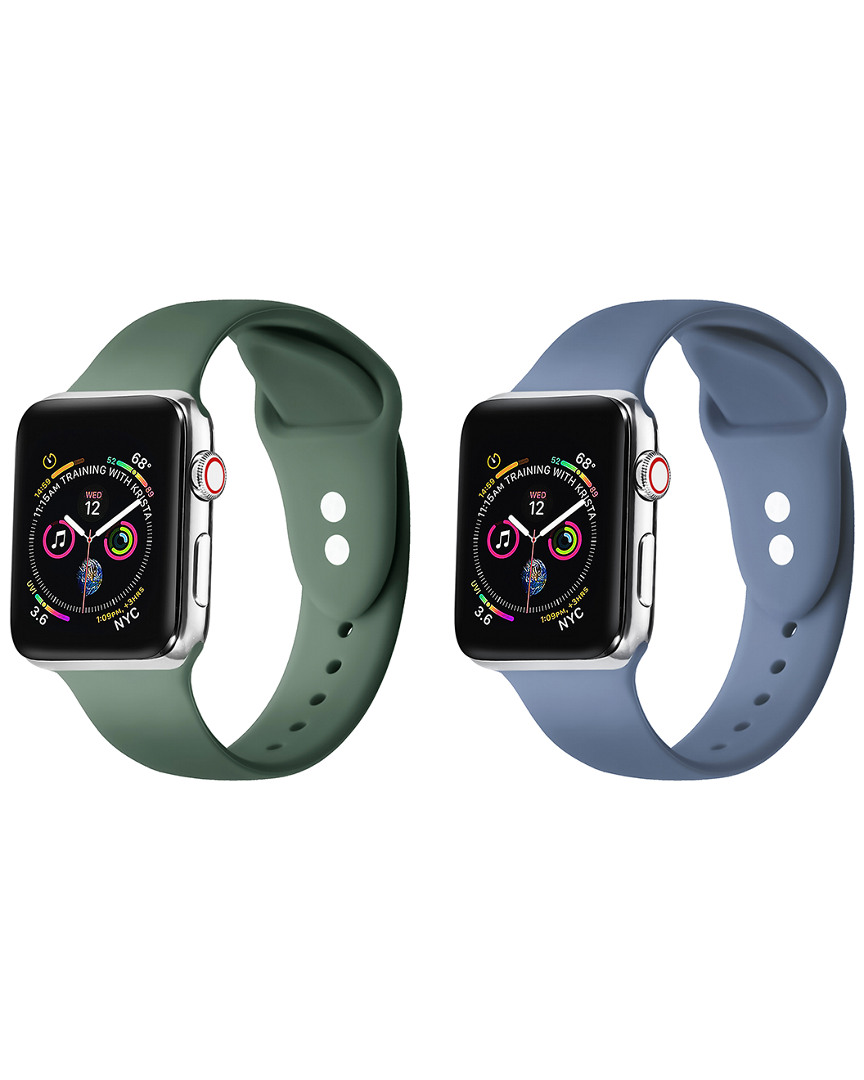 Posh Tech Unisex Blue & Green Silicone Band 2-pack For Apple Watch