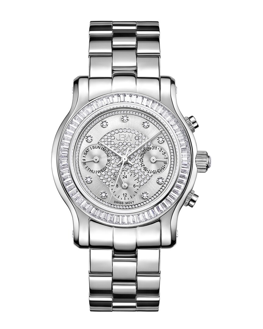 Shop Jbw Women's Laurel Diamond & Crystal Watch In Silver