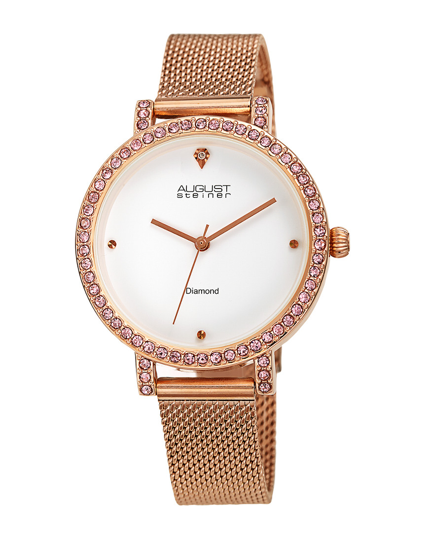 August Steiner Women's Stainless Steel Diamond Watch
