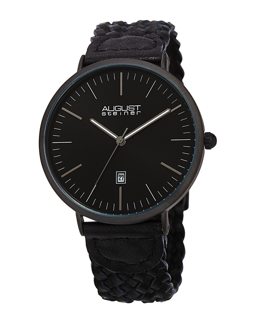 August Steiner Men's Leather Watch In Black