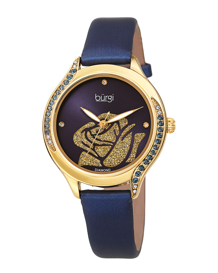 Burgi Women's Leather Diamond Watch
