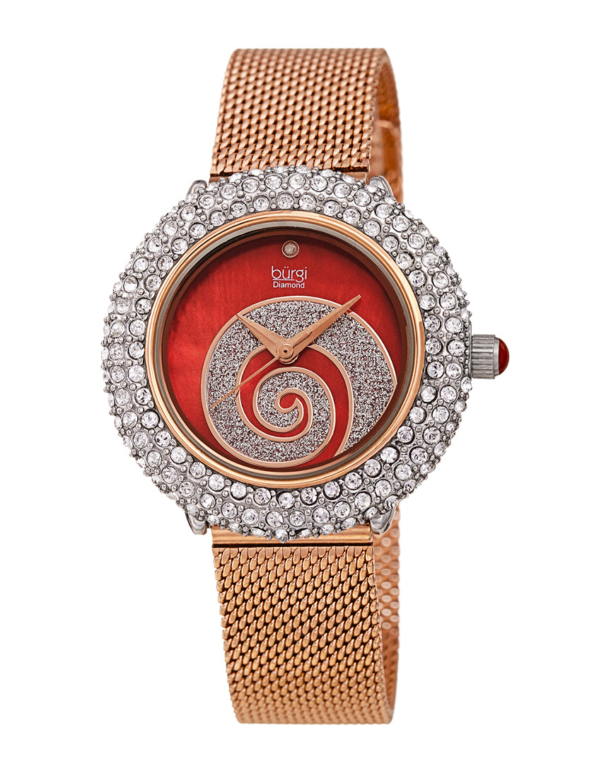 Burgi Women's Stainless Steel Diamond Watch In Gold