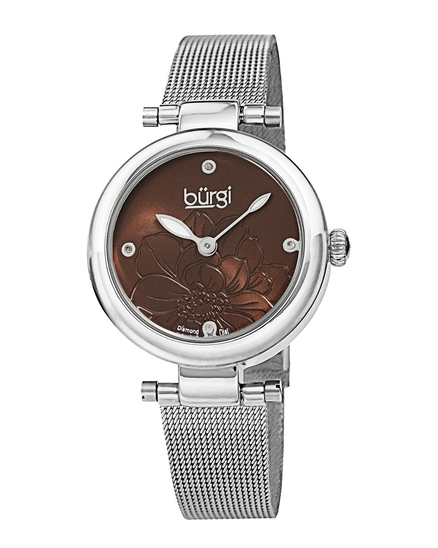 Burgi Women's Stainless Steel Diamond Watch