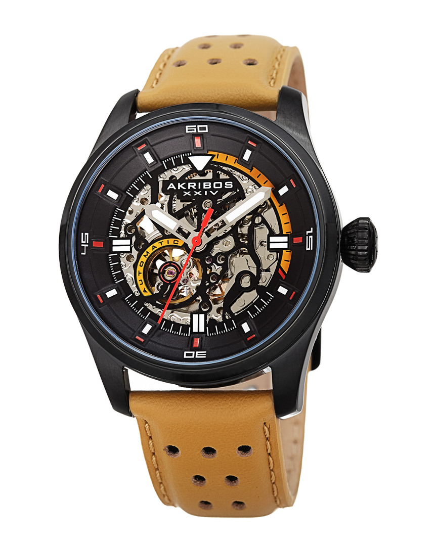 Akribos Xxiv Men's Leather Watch