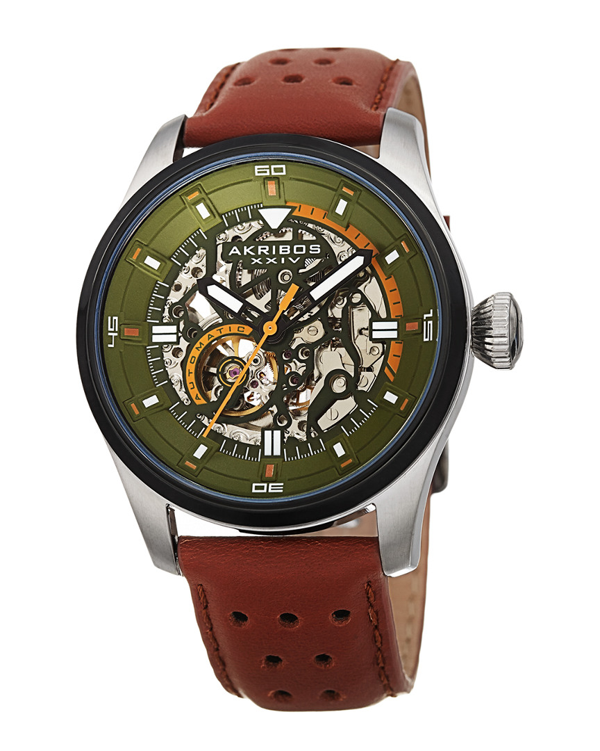 Akribos Xxiv Men's Leather Watch