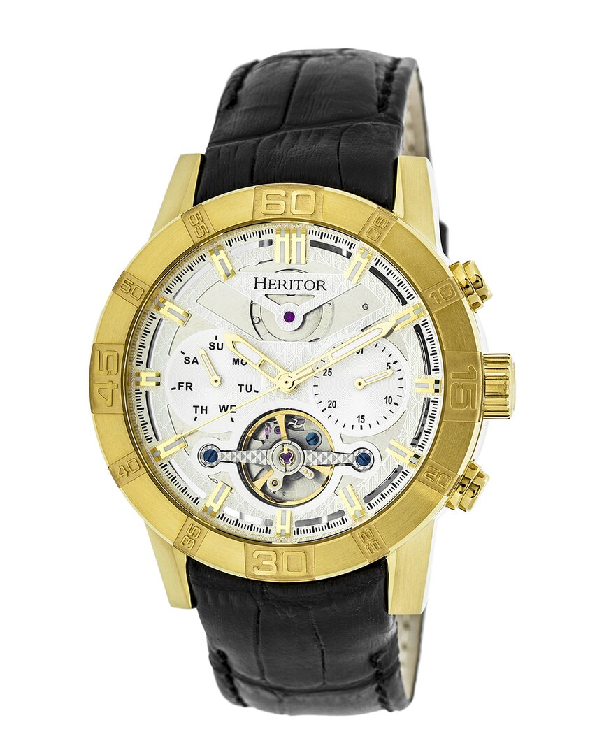 Heritor Automatic Hannibal Semi-skeleton Leather-band Watch