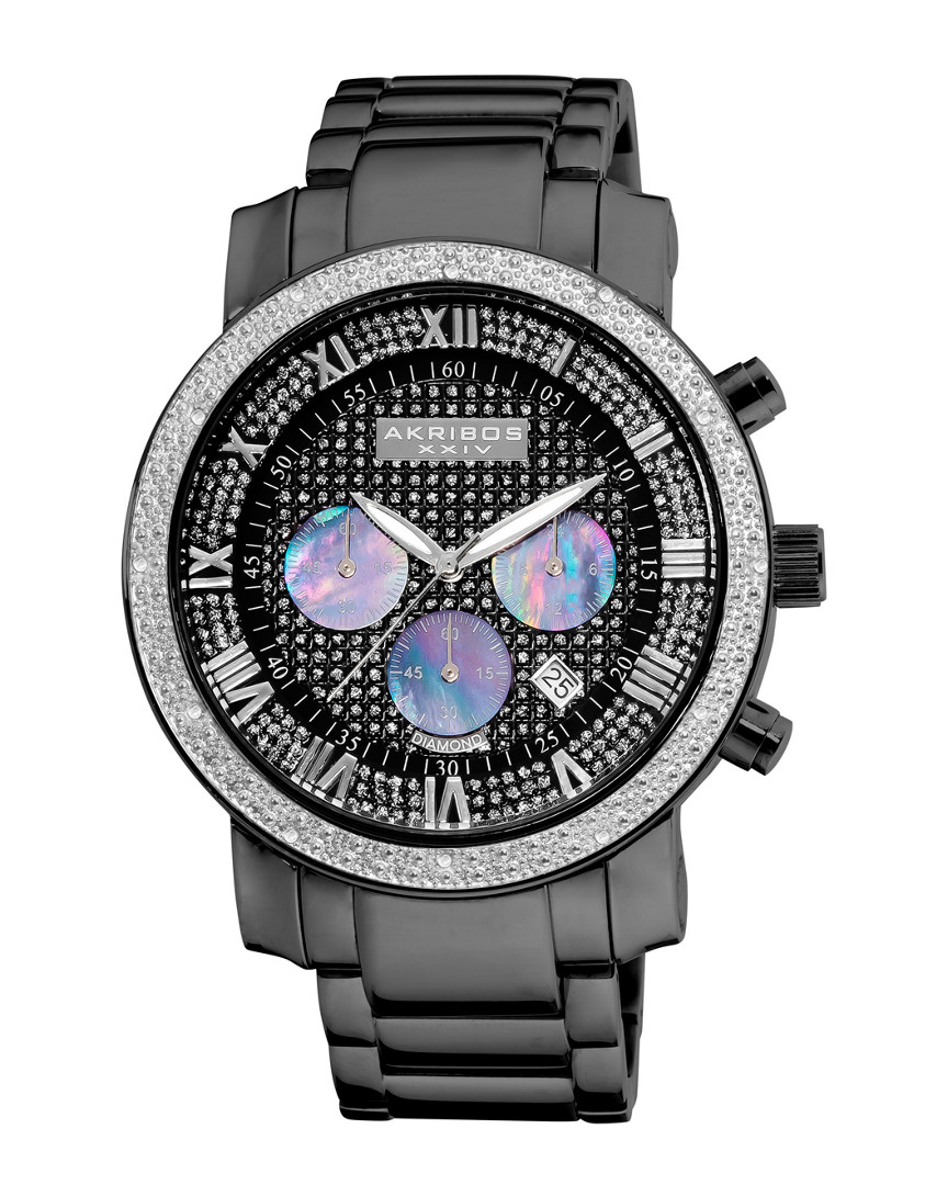 Akribos Xxiv Men's Steel Diamond Watch