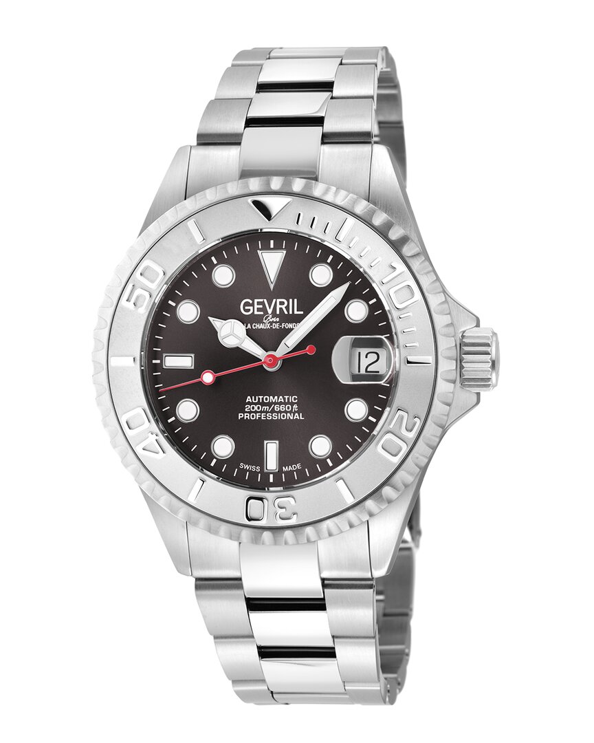 Gevril Men's Wall Street 39mm Stainless Steel Analog Bracelet Watch In Grey