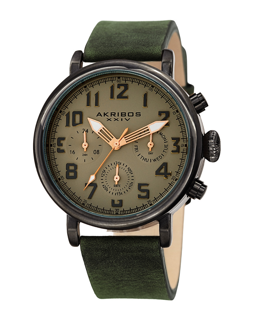 Akribos Xxiv Men's Leather Watch