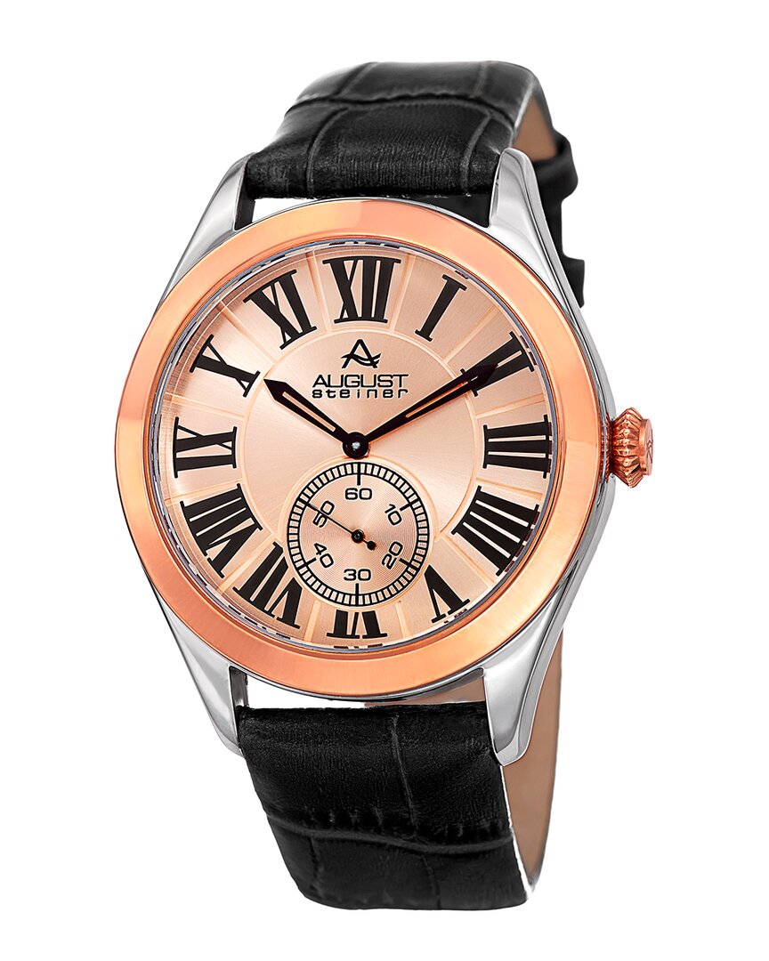 August Steiner Men's Leather Watch In Gold
