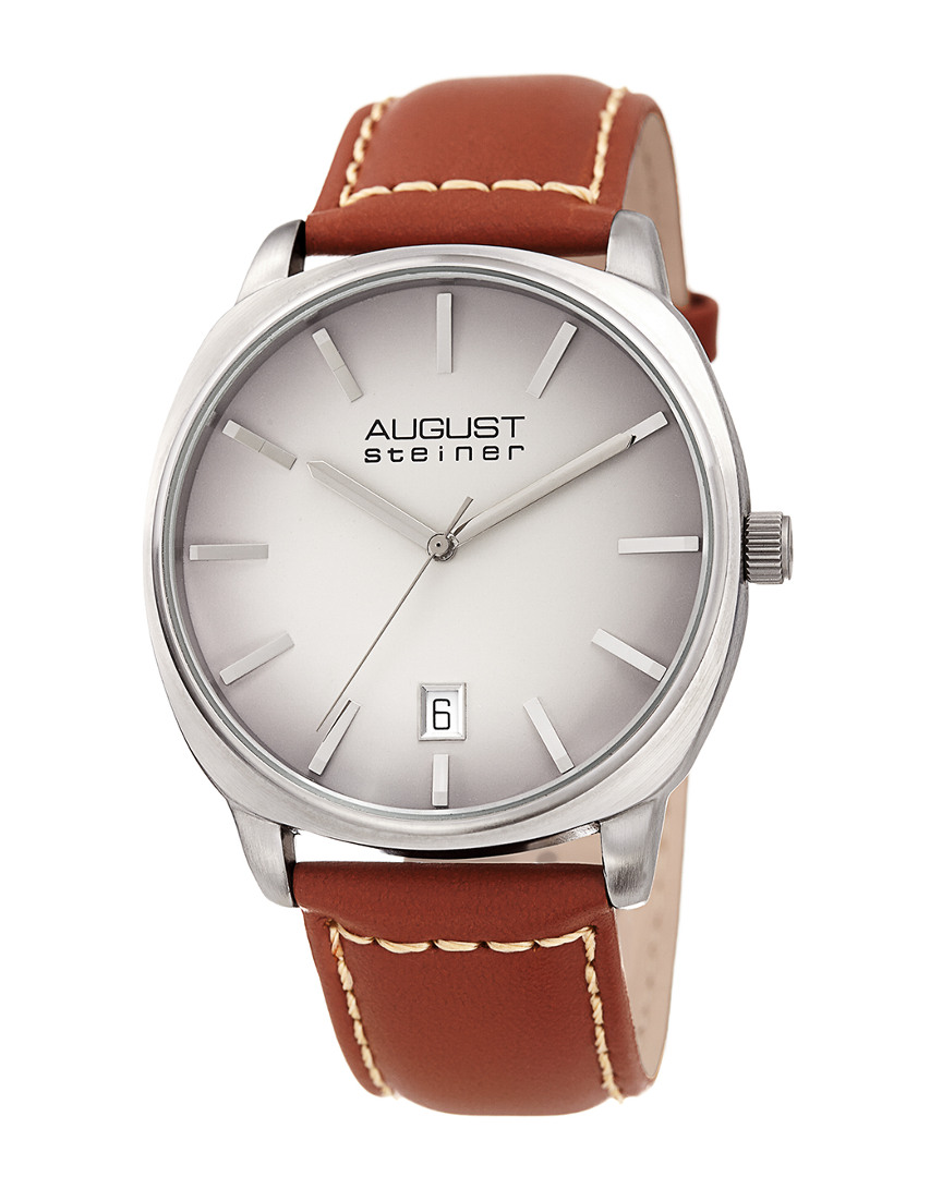 August Steiner Men's Leather Watch In Brown