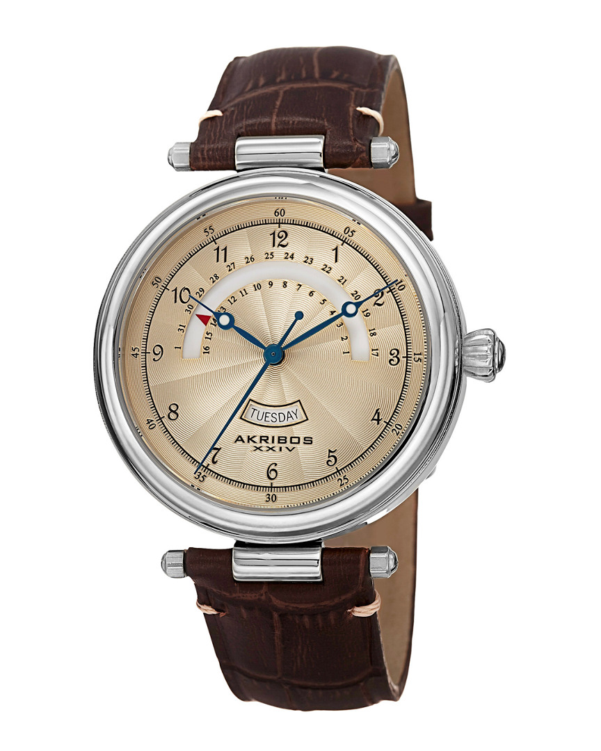 Akribos Xxiv Men's Leather Watch