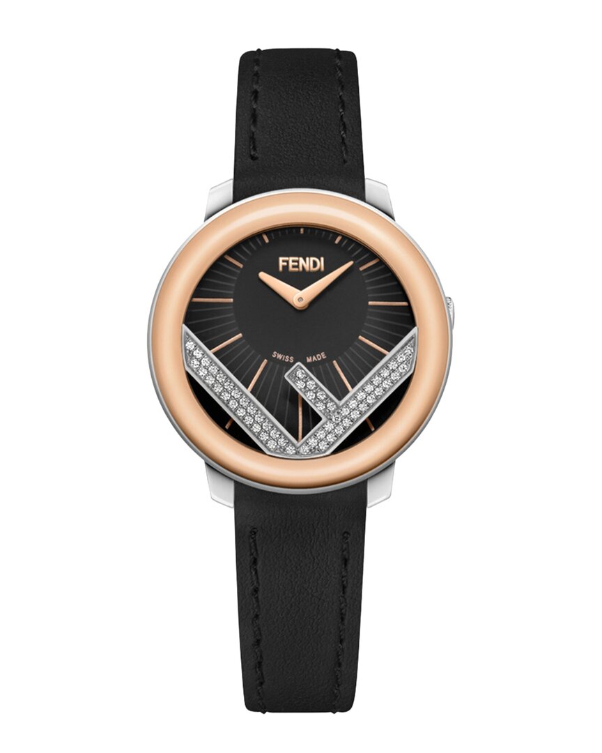 Fendi Women's Run Away Diamond Watch In Black