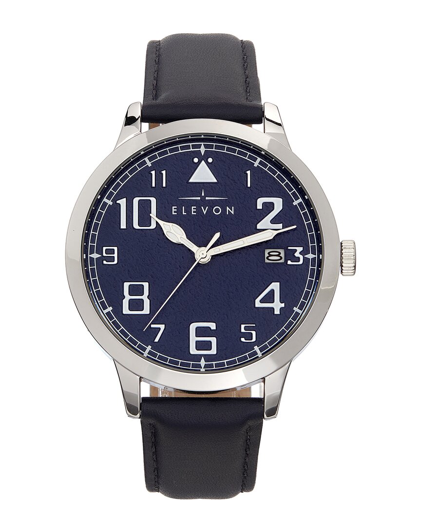 Elevon Sabre Leather-band Watch With Date In Blue