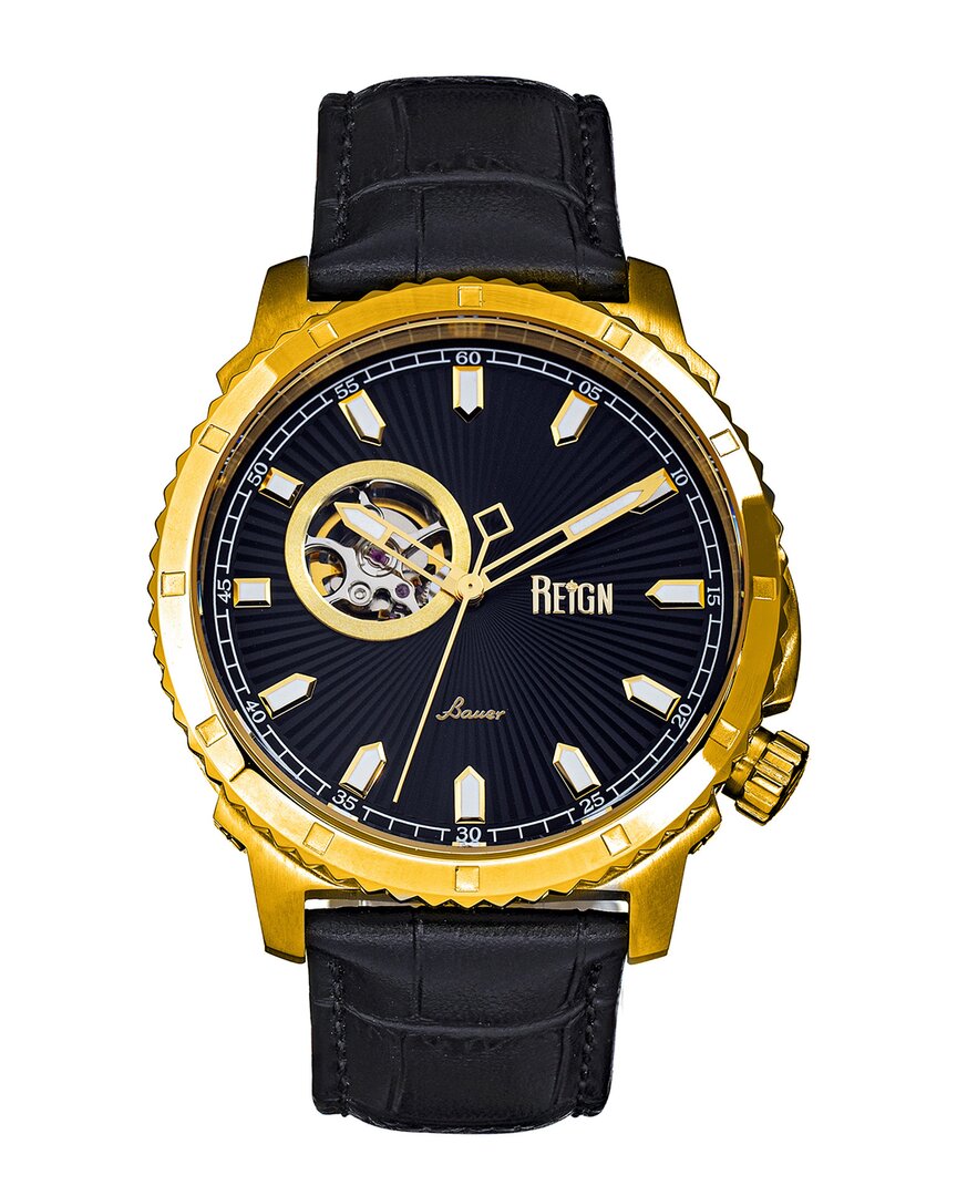 Reign Bauer Automatic Black Dial Men's Watch Reirn6004 In Black / Gold Tone