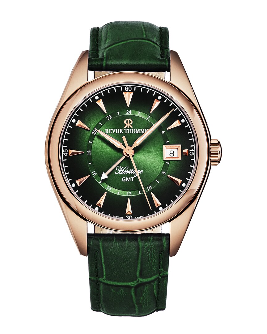 Revue Thommen Heritage Automatic Green Dial Men's Watch 21010.2464 In Gold Tone / Green / Rose / Rose Gold Tone