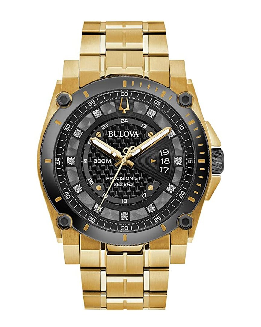 Bulova Precisionist Mens Gold Tone Stainless Steel Bracelet Watch 98d156