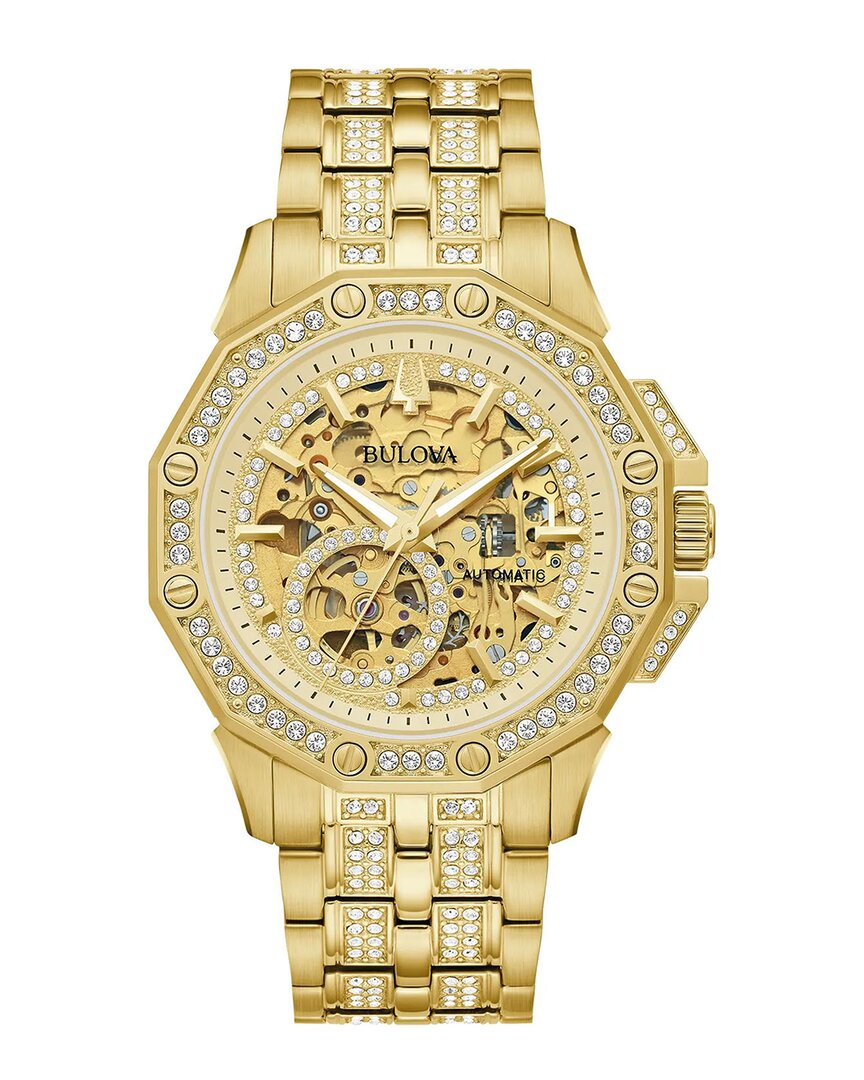 Bulova Men's Octava Automatic Crystal-accent Gold-tone Stainless Steel Bracelet Watch 41.7mm