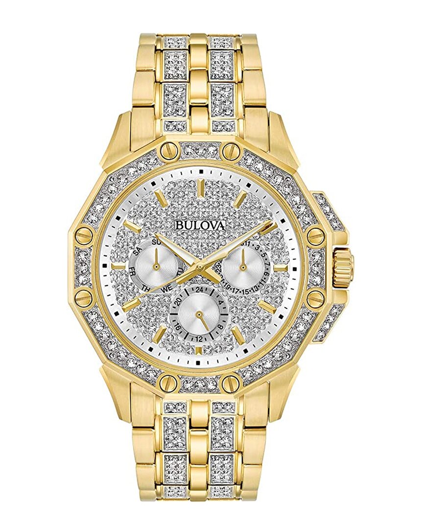 Bulova Crystal Watch, 42mm In White/gold