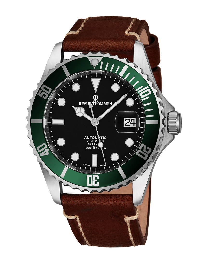 Revue Thommen Diver Automatic Black Dial Men's Watch 17571.2534 In Black / Brown / Green