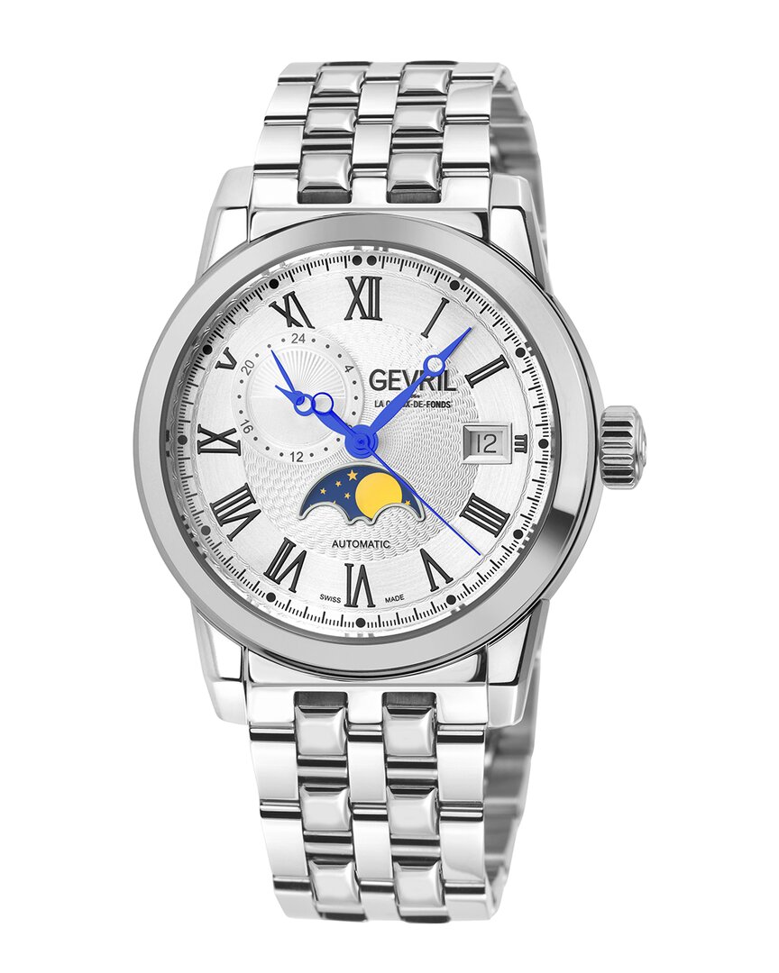 Gevril Men's Madison Swiss Automatic Silver-tone Stainless Steel Watch 39mm
