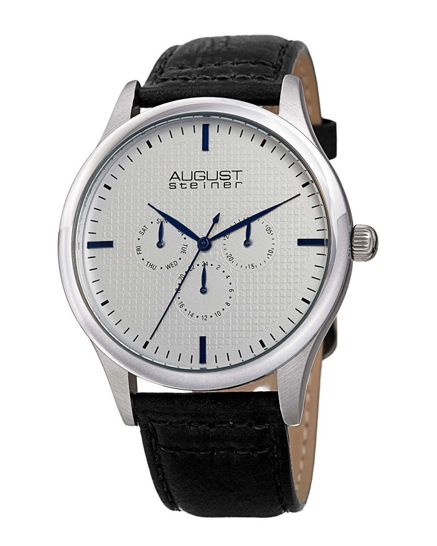 August Steiner Men's Genuine Leather Strap Watch