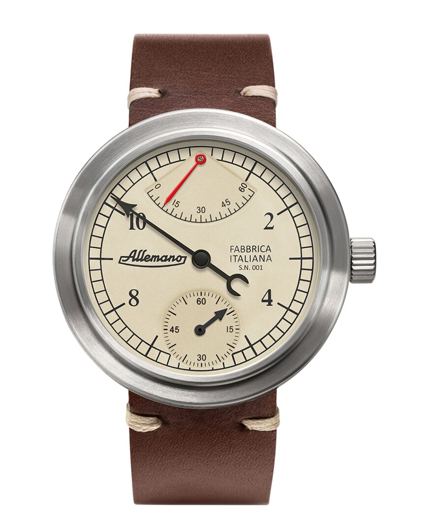 Allemano 1919 Man Hand Wind White Dial Mens Watch Man A 1919 Cp-pw In Black / Brown / White