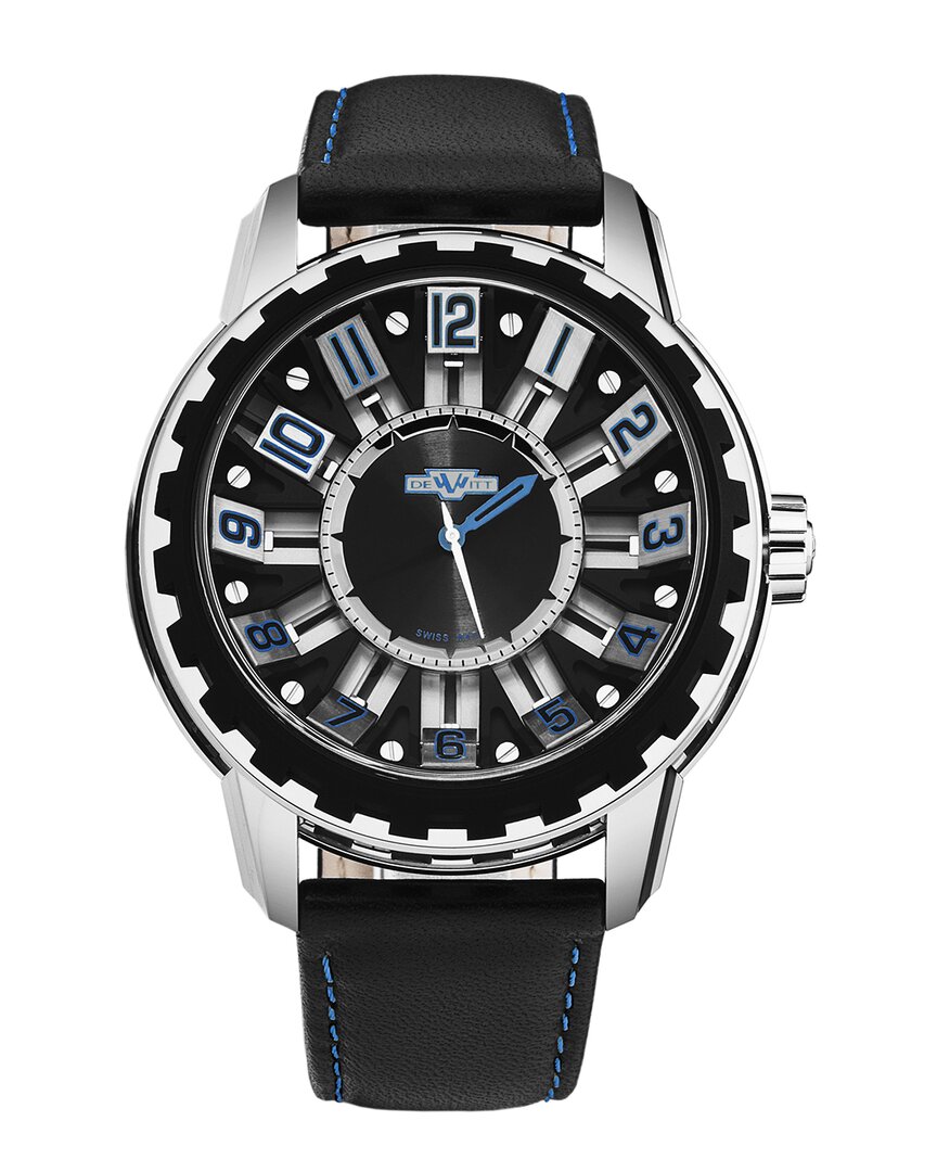 Dewitt Academia Automatic Black Dial Men's Watch Ac.sld.001 Rpb In Black / Blue