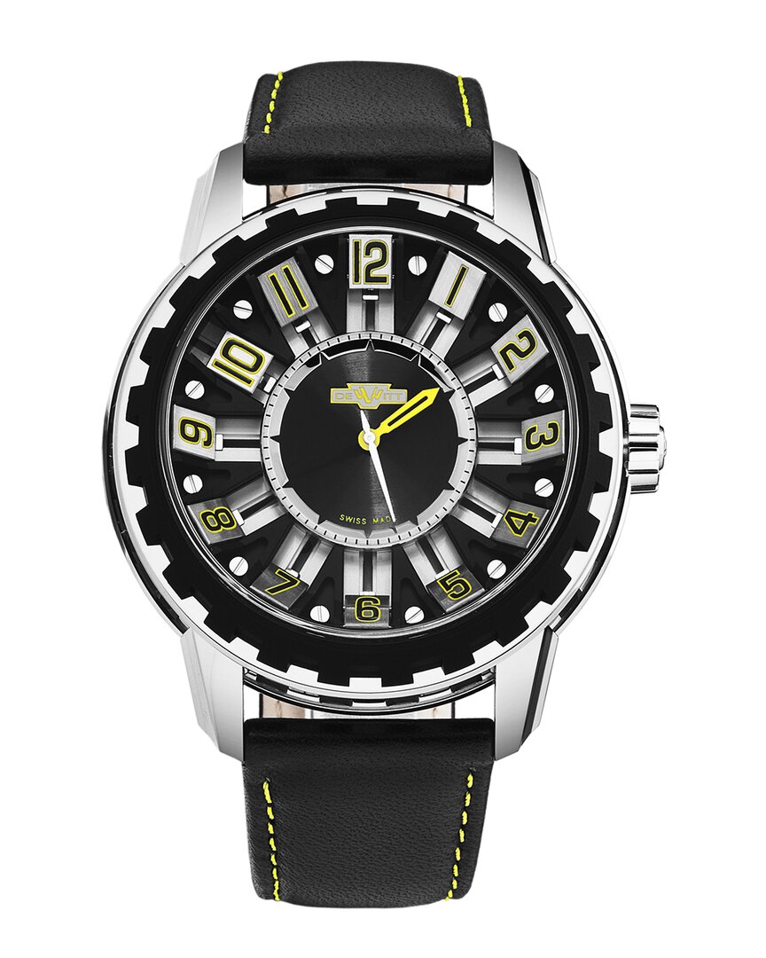Dewitt Academia Automatic Black Dial Men's Watch Ac.sld.005 Rpb In Black / Yellow
