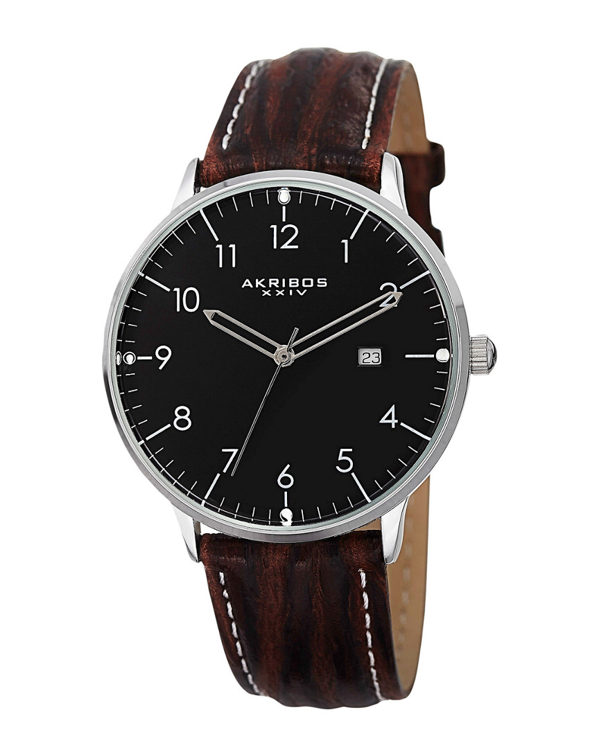 Akribos Xxiv Men's Leather Watch