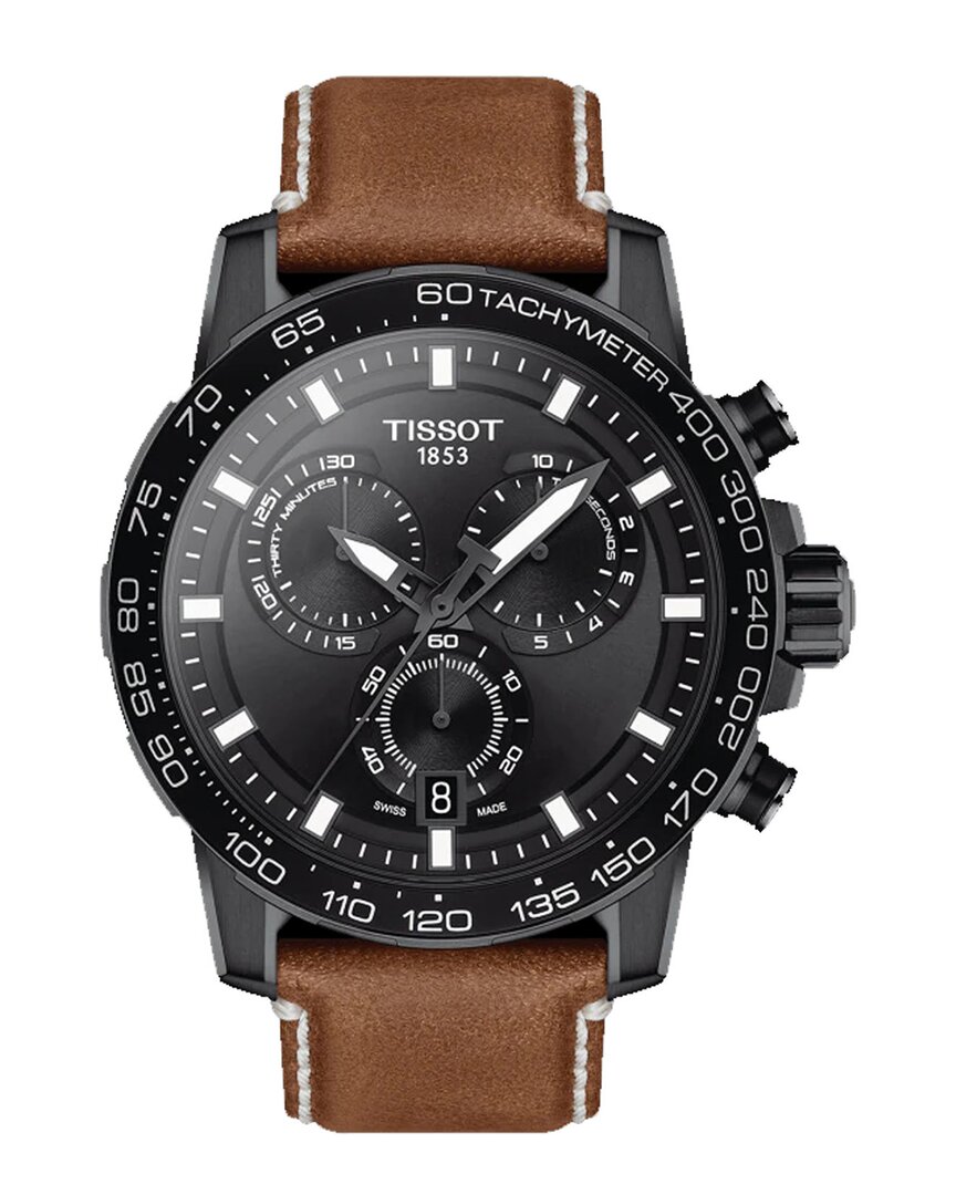 Tissot Men's Swiss Chronograph Supersport T-sport Brown Leather Strap Watch 46mm