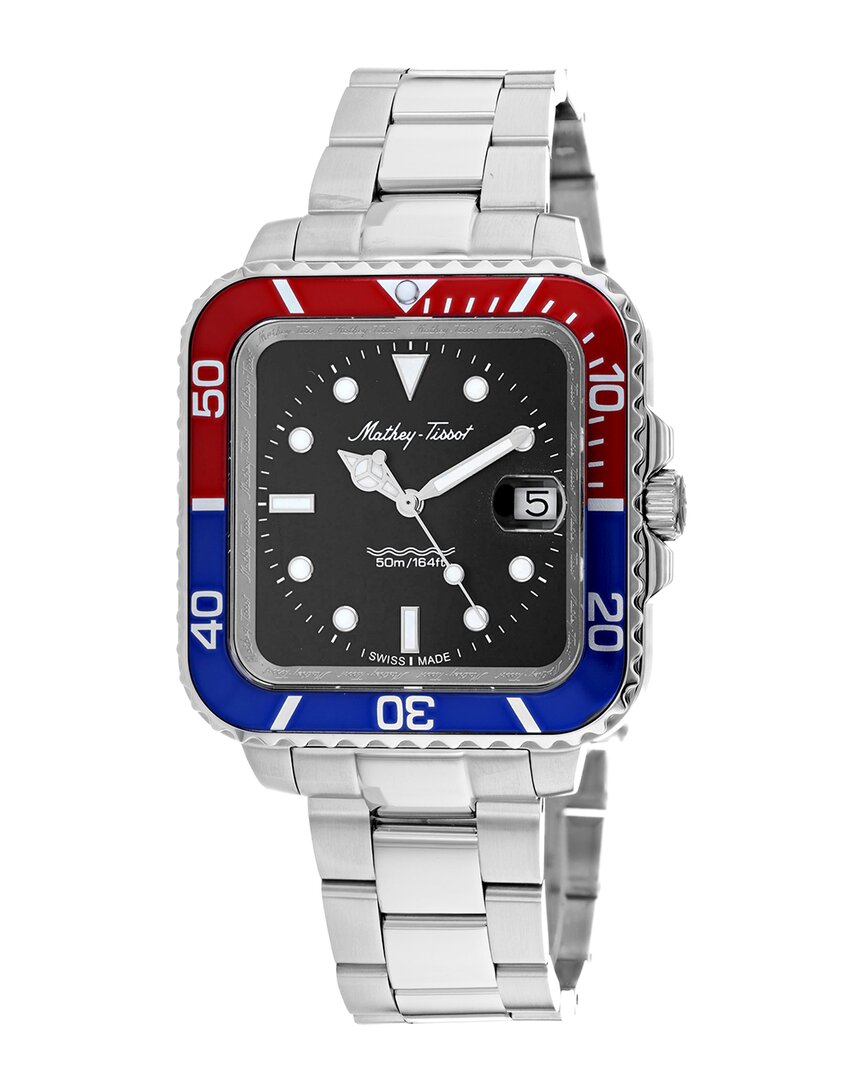 Mathey-tissot Men's Vintage Square Black Dial Watch In Metallic